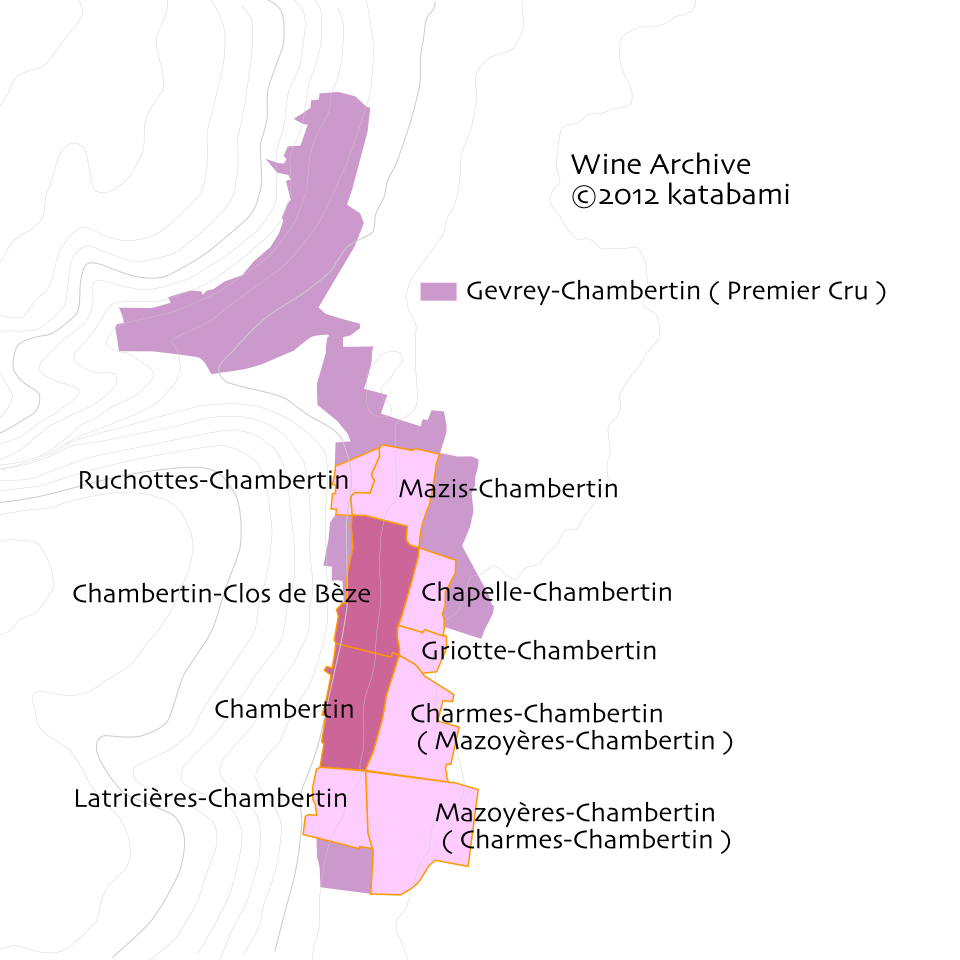 シャンベルタンの位置関係をあらわした地図
